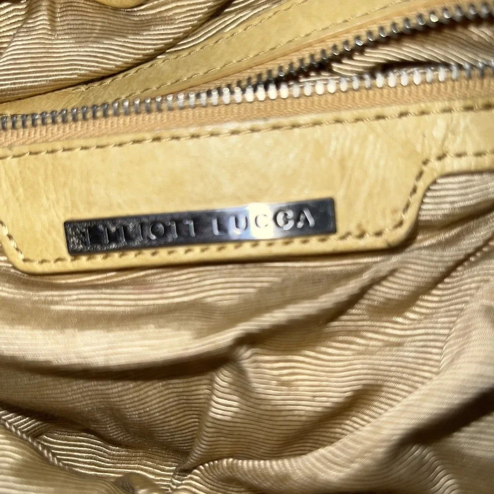 Elliott Lucca Woven Leather Yellow Magnetic Closure Handbag
